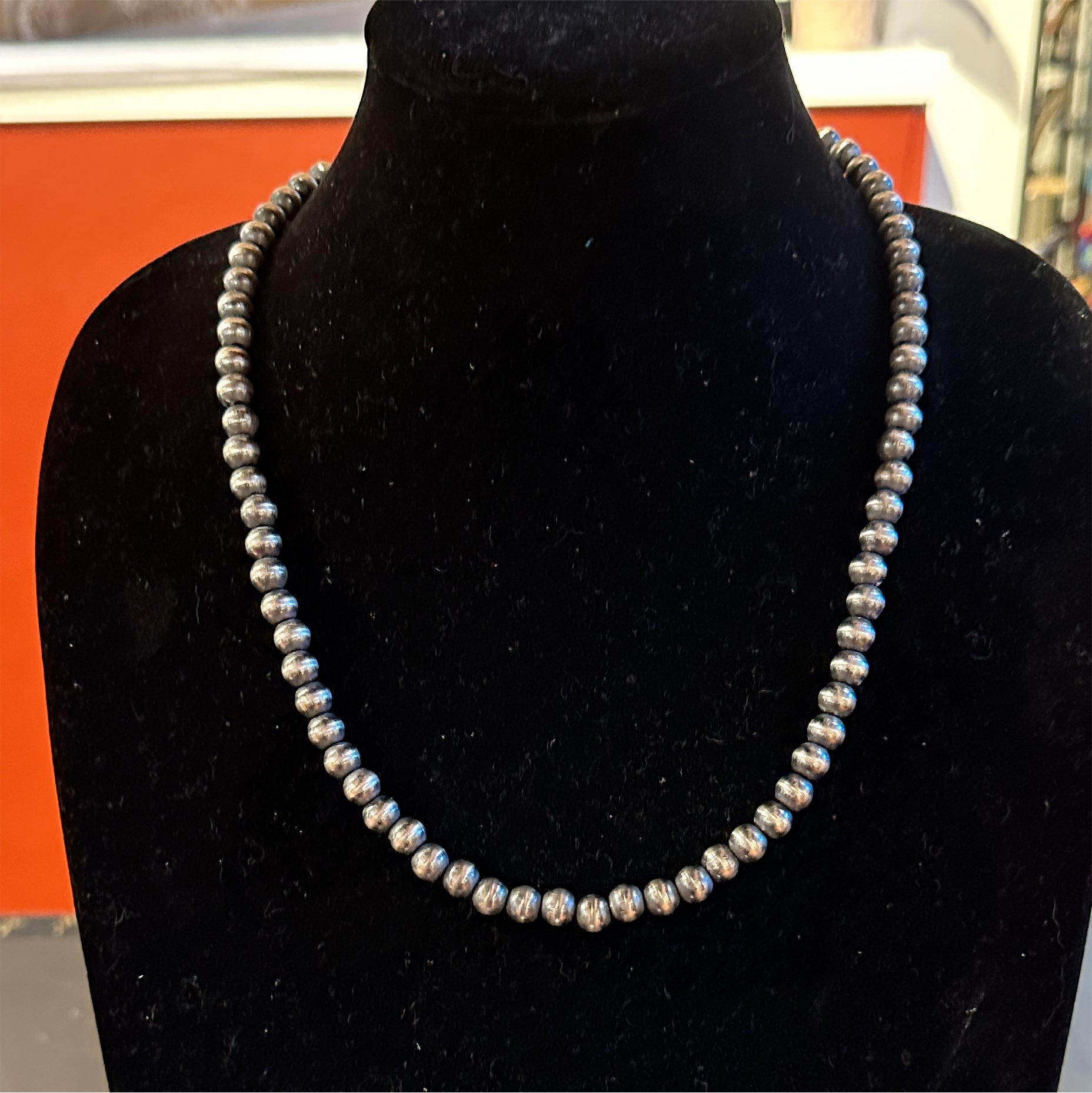 Sterling silver bead necklace 8mm deals